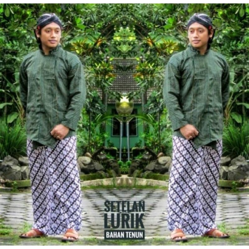 Kebaya dan Sorjan BAJU LURIK HIJAU PRIA / SETELAN BAJU LURIK JAWA Lurik