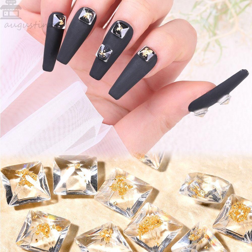 AUGUSTINA Augustina Dekorasi Nail Art Transparan Persegi Es DIY Bahan Nail Beauty Salon Kuku Manicure Tools Hiasan Kuku