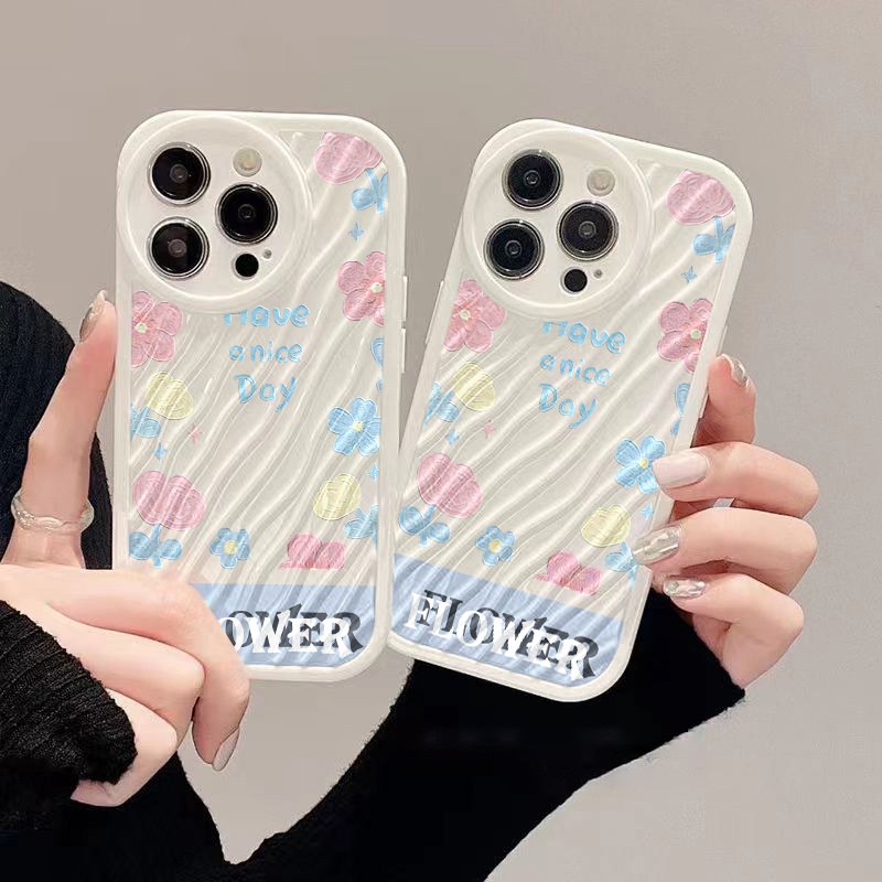 IPHONE Flowers Casing Ponsel Riak Air Kompatibel Untuk Iphone11 13 12 14 Pro Max14 Plus XR X XS MAX 7Plus 8Plus 7 8 SE 2020 2022 Shockproof Cover
