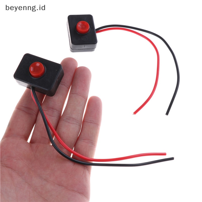 Beyen 2PCS DC 12V 2A Dasar Perekat Push Button Action Wired Switch Untuk ID Mobil