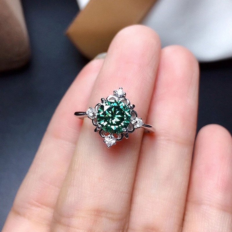 Cincin Kawin Wanita Desain Modern Dengan Zirkon Kubik Hijau Fashion Aksesoris Jari Elegan