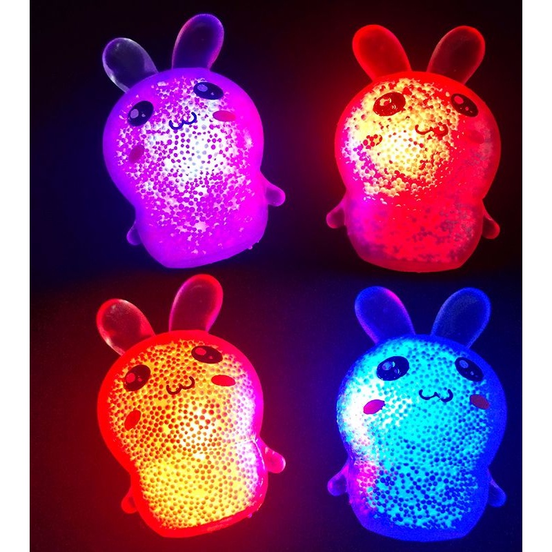 Mainan Anak SQUEEZE BENING BUNNY LED Squishy Kelinci Karet Silikon