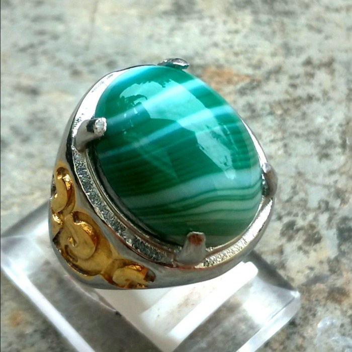 Cincin Batu Akik Sulaiman Topas Hijau HQ