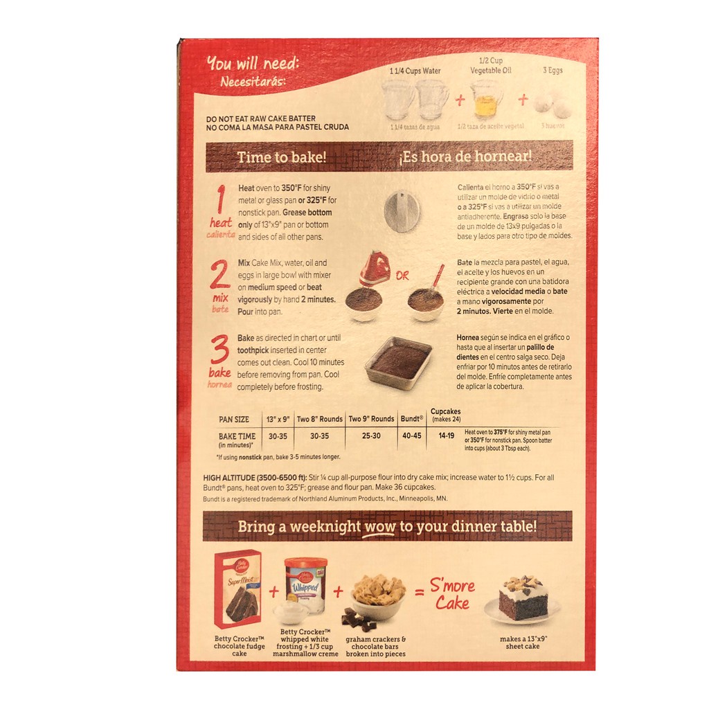 Betty Crocker Super Moist Cake Chocolate Fudge Food Yellow 432gr Tepung Premiks Kue Cake Instan