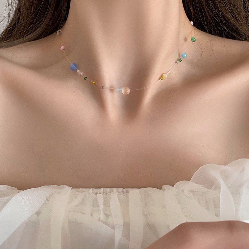 Kami Bunga Musim Panas Trendi Energetik Gadis Warna-Warni Opal Manik-Manik Choker Kalung Untuk Wanita Korea Indah Liburan Pantai Tulang Selangka Rantai Kalung Perhiasan Aksesoris