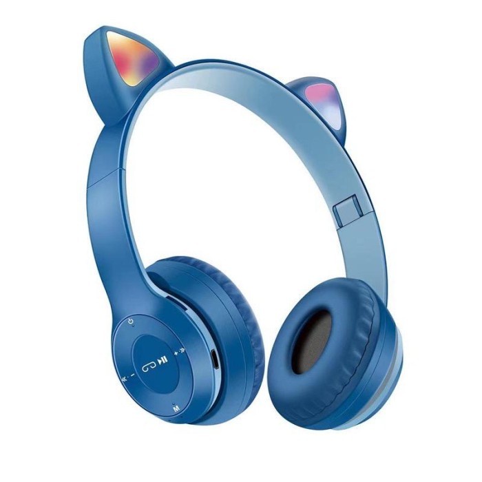 CAT EARS HEADSET P47M Headphone Bando Bluetooth Wireless LED Light Super Bass Stereo
