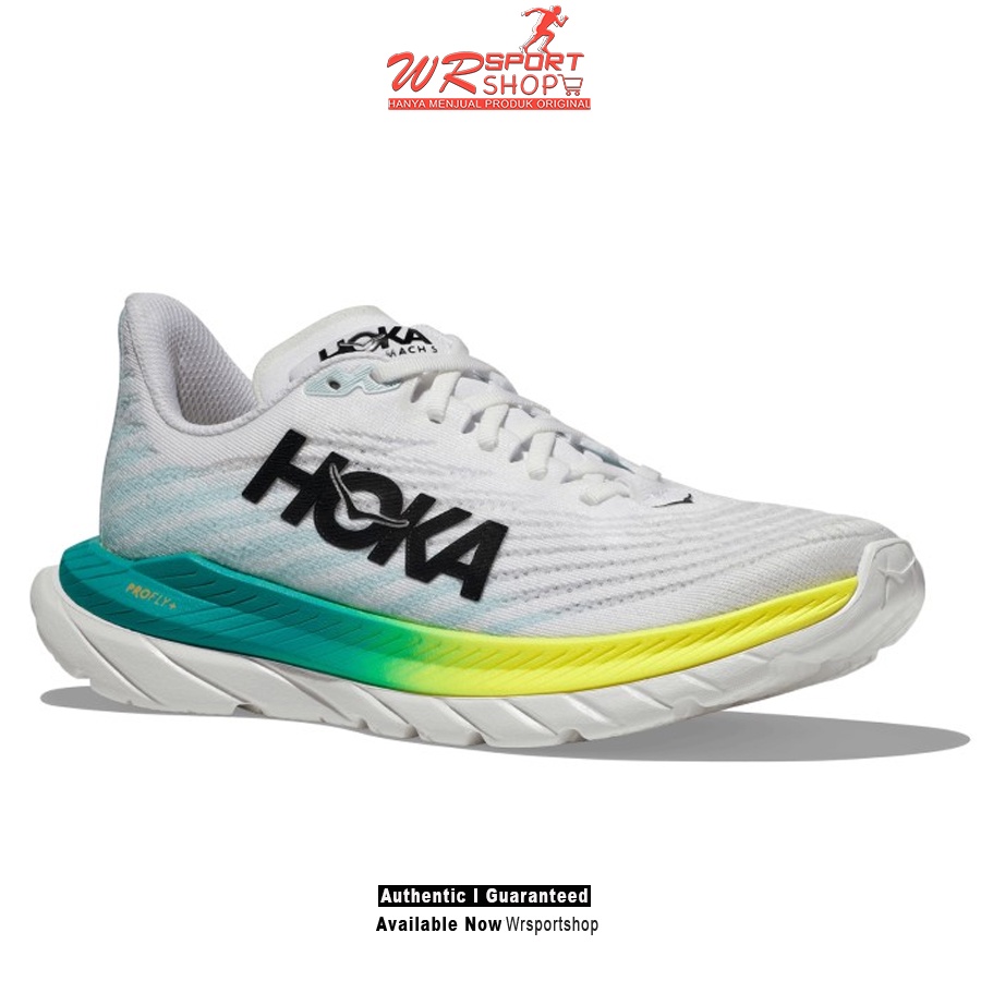 Sepatu Lari Wanita Hoka Mach 5 White Blue Glass ORIGINAL