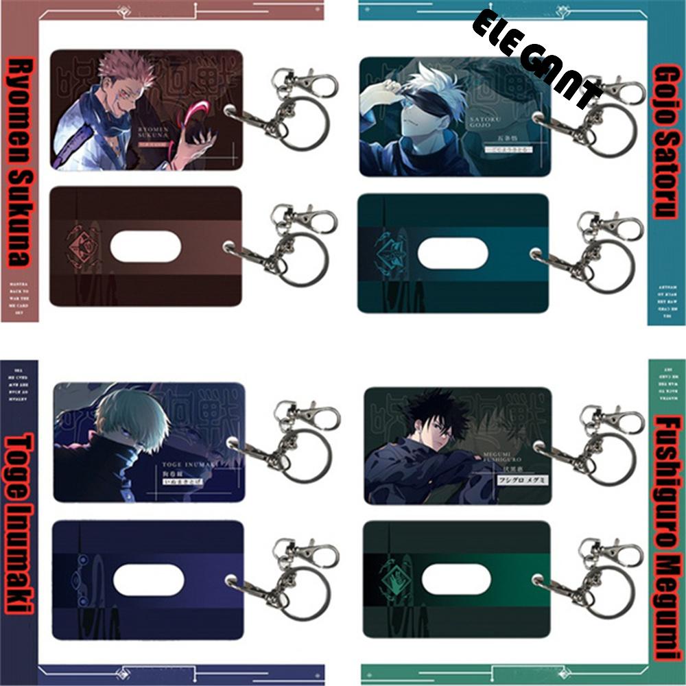 【 ELEGANT 】 Jujutsu Kaisen Card Holder Portable Anak Hadiah Cosplay Cover Bga Liontin Siswa Gantungan Kunci Kartu Case