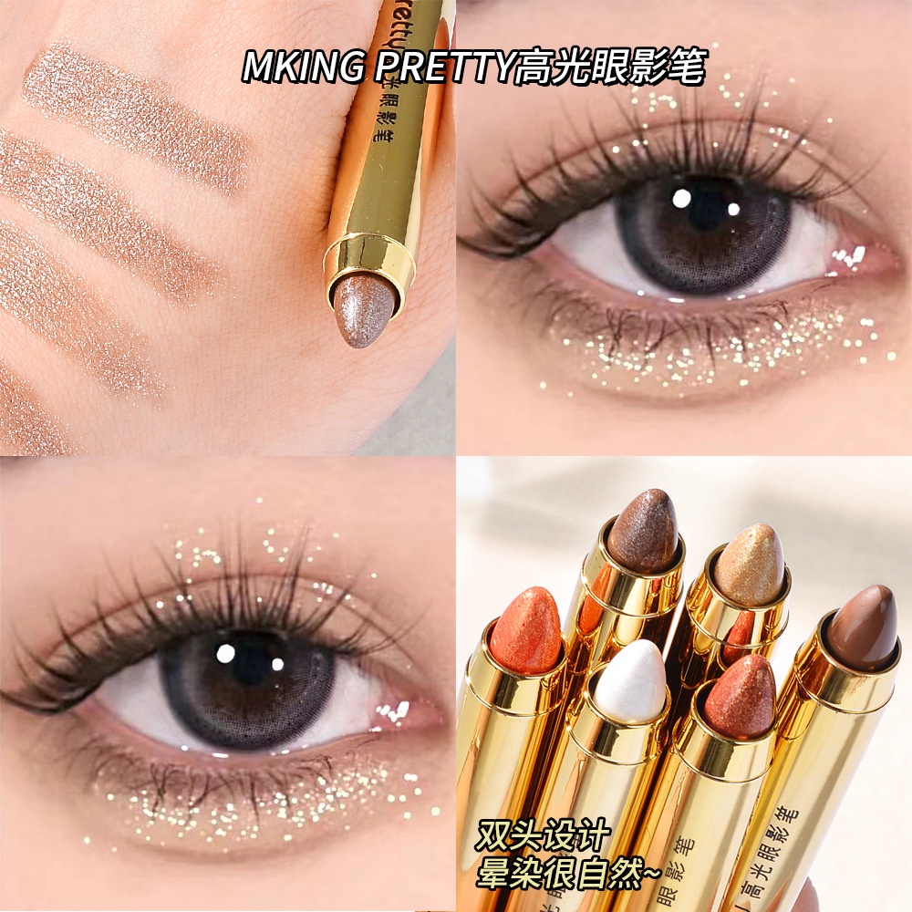 cod★ready★ Eyeshadow Pensil Crayon 2in1 eyeshadow and Highlighter Pigmented color 4 varian globallagilaku