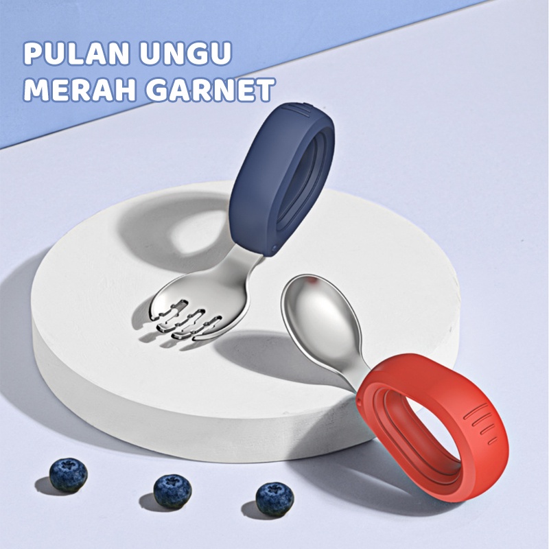 olla  Sendok Anak Stainless Steel SUS316 - Training Spoon Baby Spoon BLW - Sendok Belajar Makan Bayi - Sendok Mpasi Bayi Silik