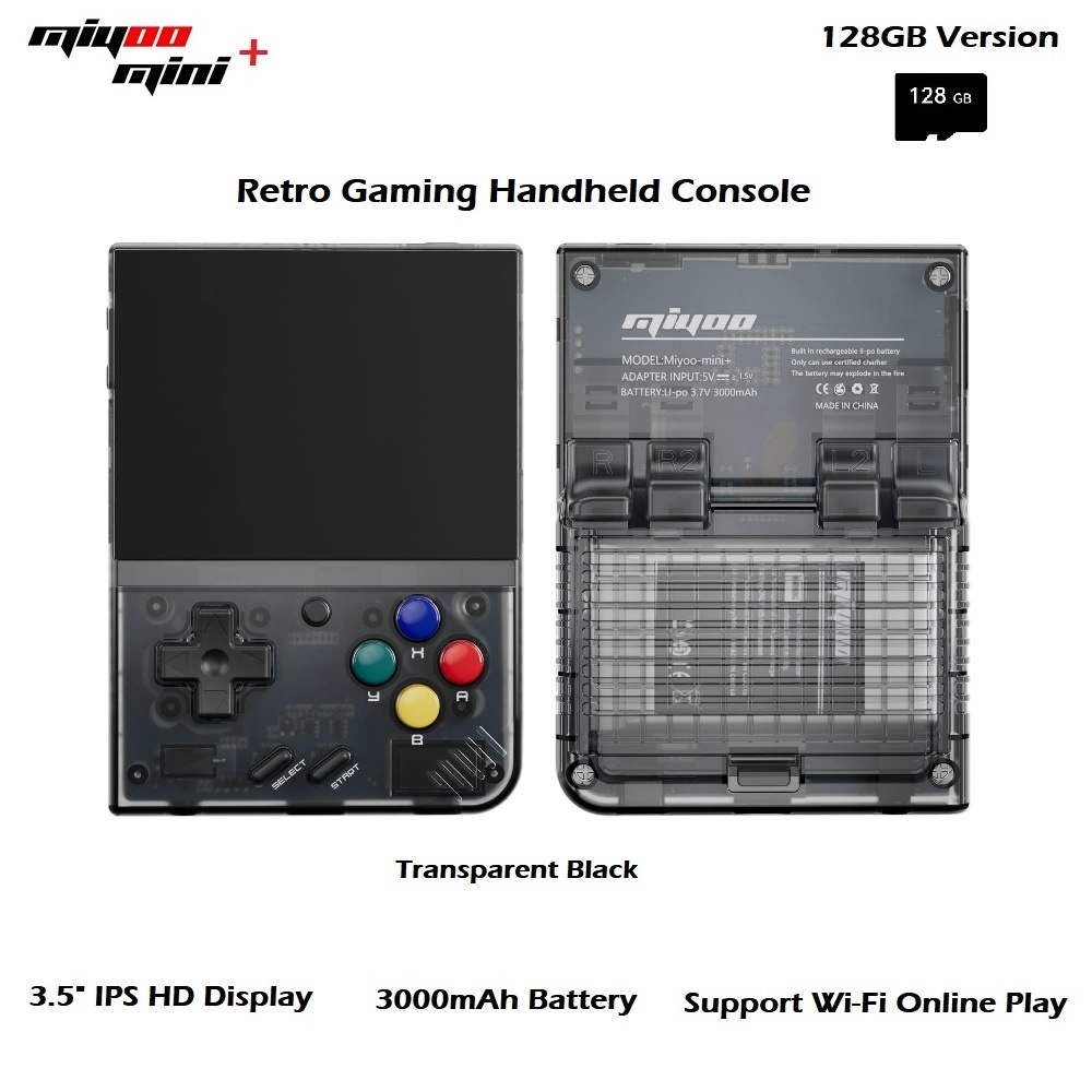 MIYOO MINI PLUS 128GB - Retro Handheld Gaming Console 3.5-inch IPS HD