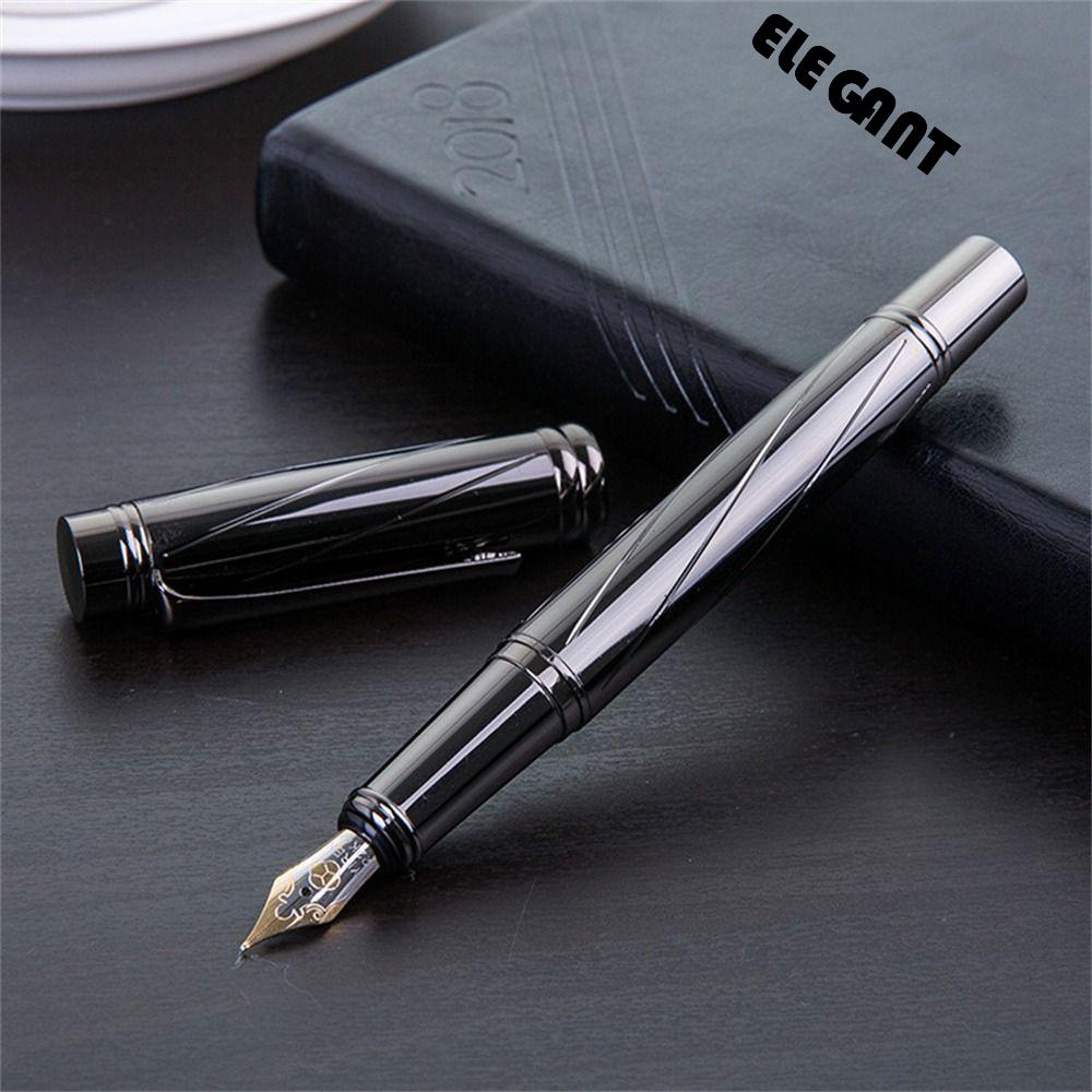 【 ELEGANT 】 Bisnis Fountain Pen Perlengkapan Sekolah Siswa Mewah Logam Klasik 0.5mm Tanda Tangan Pen