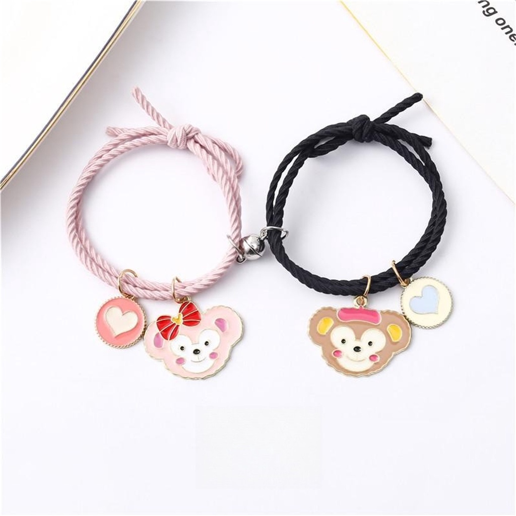 1pasang Gelang Pasangan Paduan Gambar Kartun Klasik/Creative Magnetic Attracts Chains Bracelet Set Lovers Bangle Hadiah