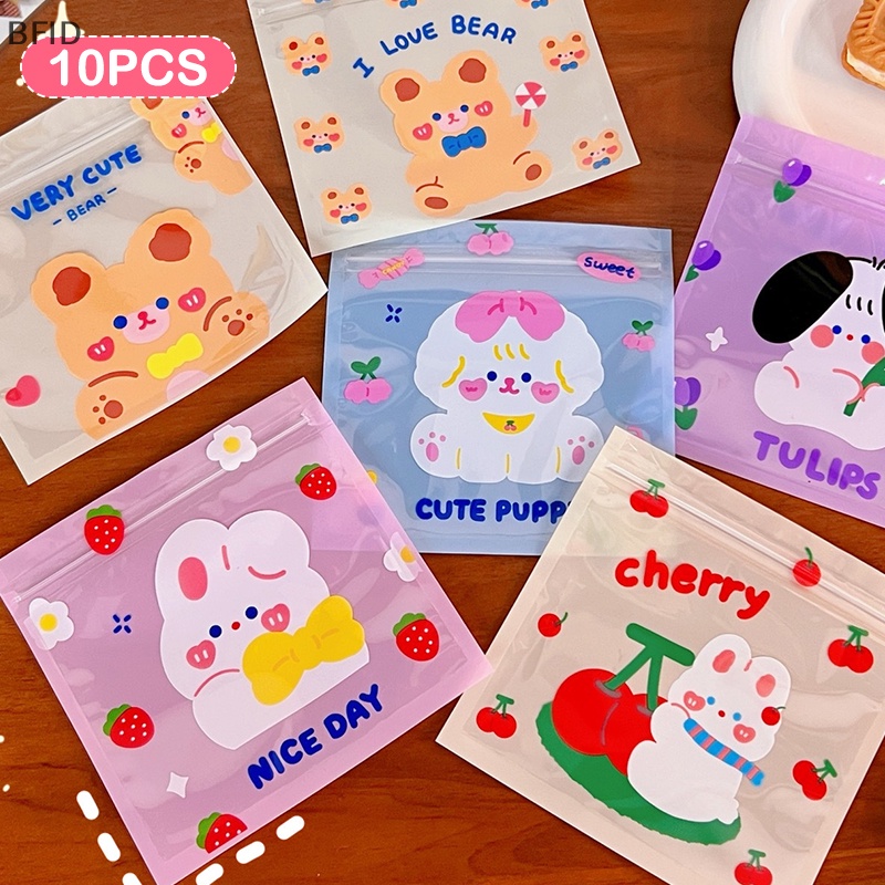 [BFID] 10pcs /set Makanan Zip Lock Bag Kartun Kelinci Beruang Permen Cookie Packaging Bags Poly Clear Bags Dekorasi Pesta Ulang Tahun Pernikahan Hadiah Perlengkapan [ID]