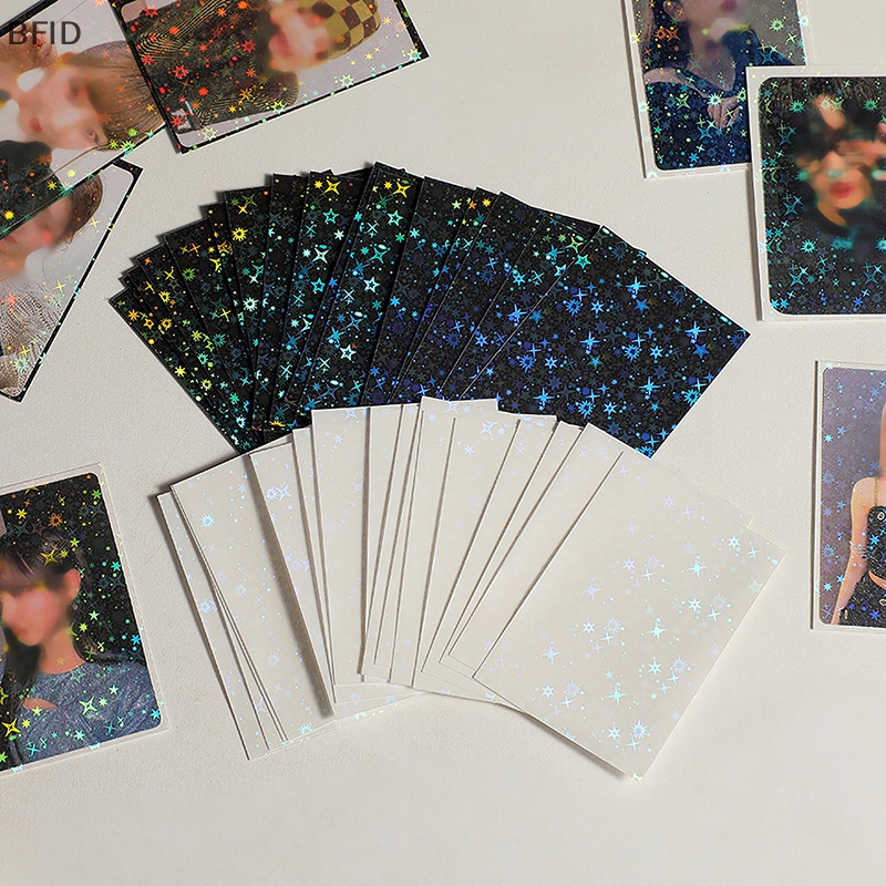 [BFID] 20lembar /pack Laser Glittery Star Card Photocard Sleeves Idol Photo Cards Tas Penyimpanan Pelindung Card Film [ID]