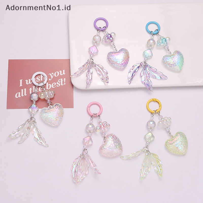 [AdornmentNo1] Hati warna warni daun liontin gantungan kunci perhiasan gaya korea wanita Chains Key Ring dekorasi tas Trinket Charm aksesoris