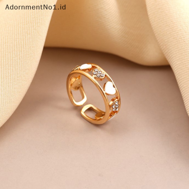 [AdornmentNo1] Fashion cinta hati cincin terbuka geometris cincin untuk wanita gadis melubangi jantung cincin pernikahan Band pesta elegan perhiasan hadiah 1 buah