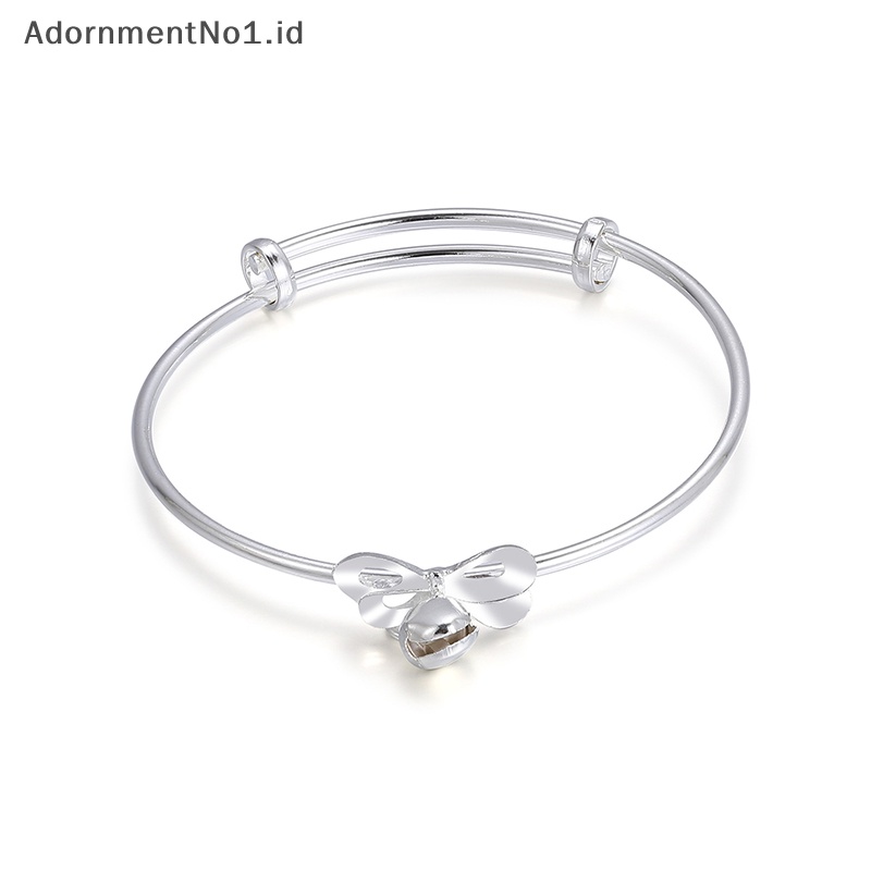 [AdornmentNo1] Fashion perak wanita busur Bell Bangles Adjustable untuk Lady gelang pesta pernikahan perhiasan kekasih hadiah liburan