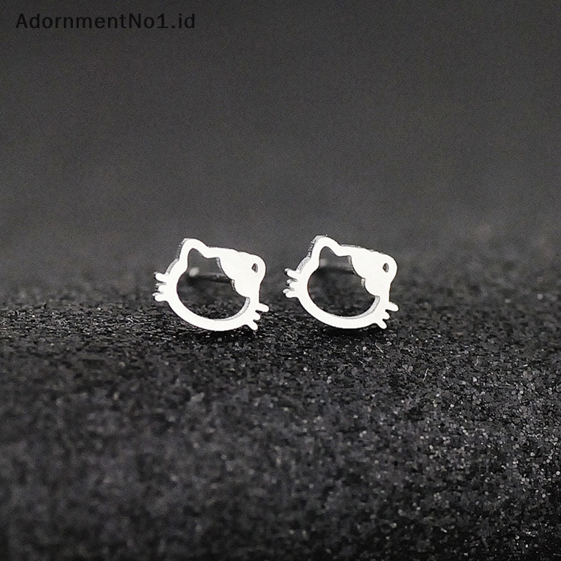 [AdornmentNo1] Lucu Kitten Ear Studs Fashion Mini warna emas Alloy Cat Stud Earrings perempuan minimalis perhiasan aksesoris hadiah