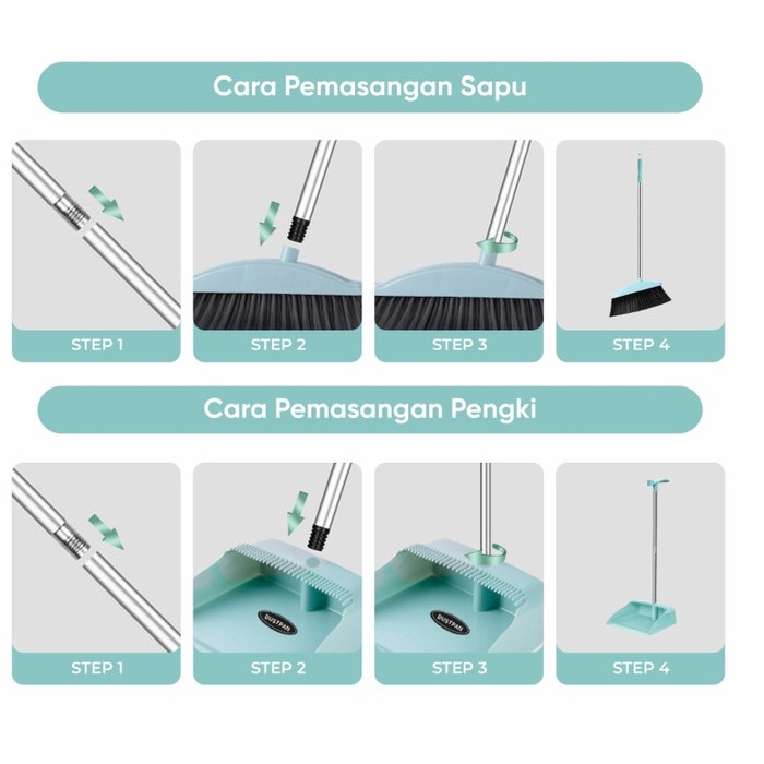 Set Sapu Pengki Alat Pembersih Lantai 2in1  Filter Sisir Anti Lengket