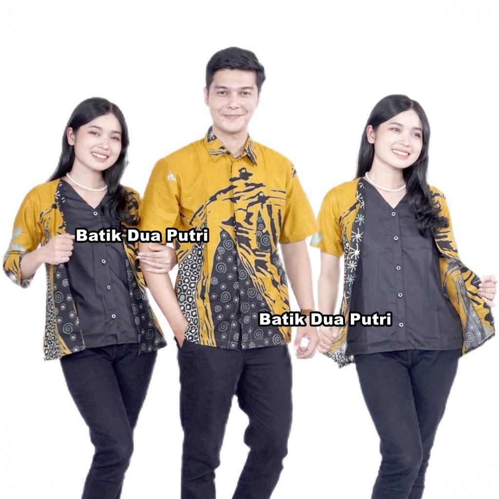 Batik Wanita Modern Kemaja Pria Couple Trendy Batik Dua Putri-kunyit