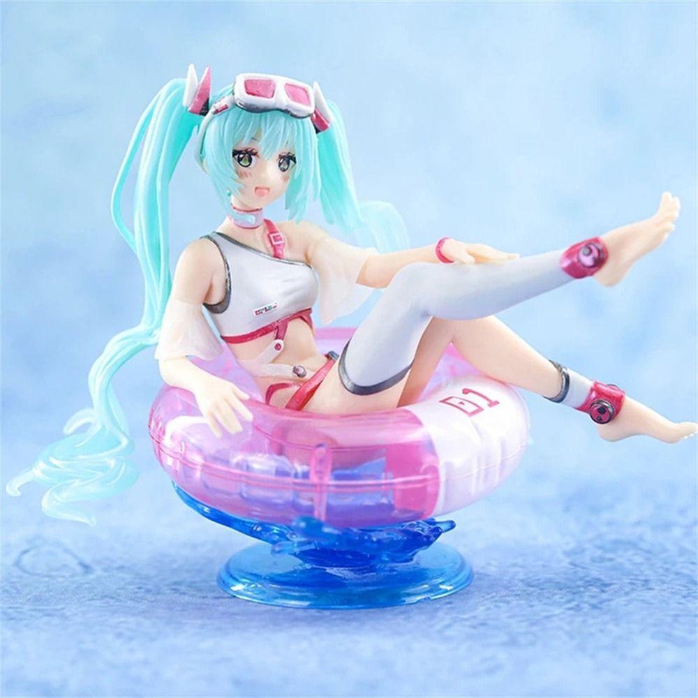 AUGUSTINA Elaina Action Figure, Aqua Float Hatsune Miku Figure, Mainan Koleksi Gadis Patung Baju Renang Patung Duduk Renang Cincin Rem Anime Figure Untuk Mainan Koleksi