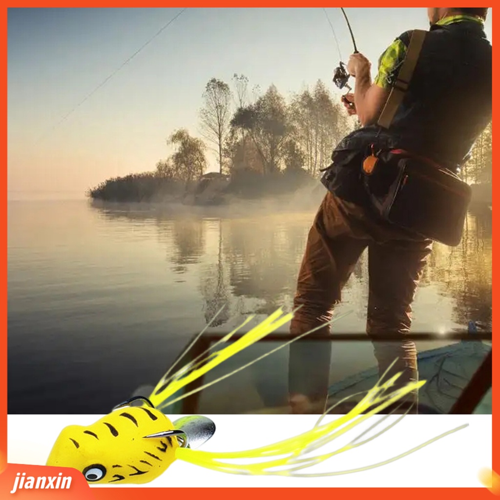 (In Stock) 3 cm Memancing Umpan Kait Ganda Dengan Jumbai Spinner Payet Berongga Simulasi Pengecoran Panjang Buatan PVC Lembut Snakehead Frog Bait Fishing Gear