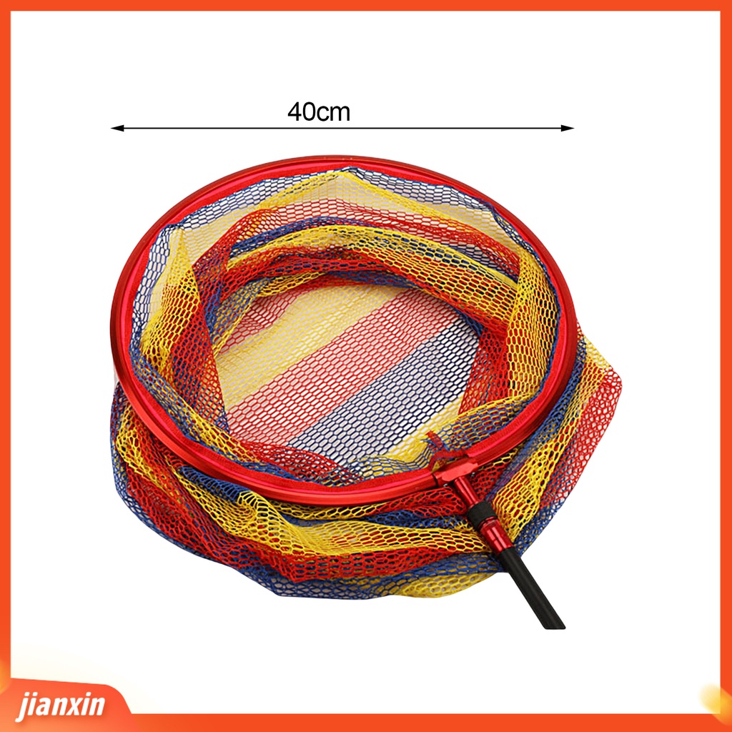 (In Stock) Jaring Pendaratan Pancing Lipat Aman Menangkap Paduan Aluminium Kedalaman 50 cm Jala Warna-Warni Jaring Ikan Peralatan Memancing