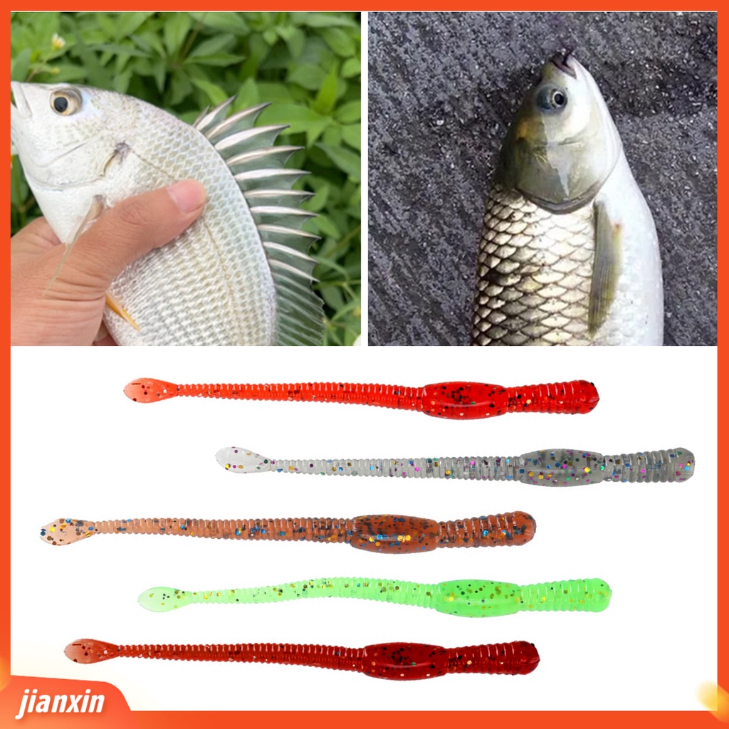 (In Stock) 10 Pcs 7 cm Umpan Lembut Pola Spiral Cepat Mengumpulkan Ikan Simulasi Angling PVC Ekor Panjang Cacing Tanah Umpan Palsu Memancing Luar Ruangan