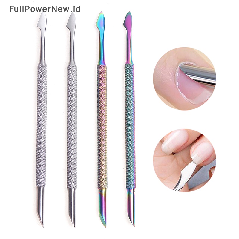 Power Stainless Steel Kutikula Pendorong Kuku Double Ended Spoon Nail Art Pedicure Alat ID