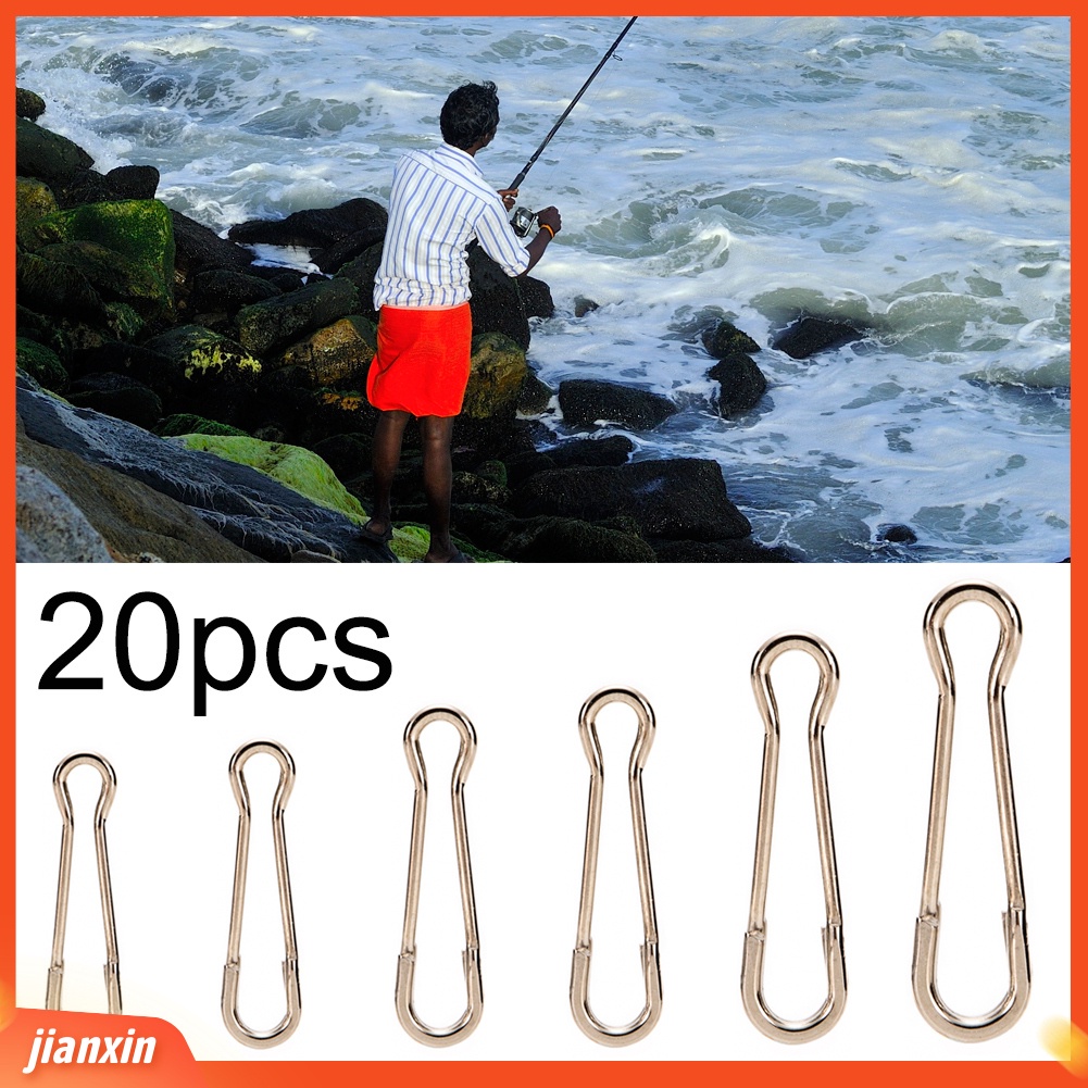 (In Stock) 20Pcs Stainless Steel Bass Carp Fishing Snap Swivel Hook Konektor Lures Klip