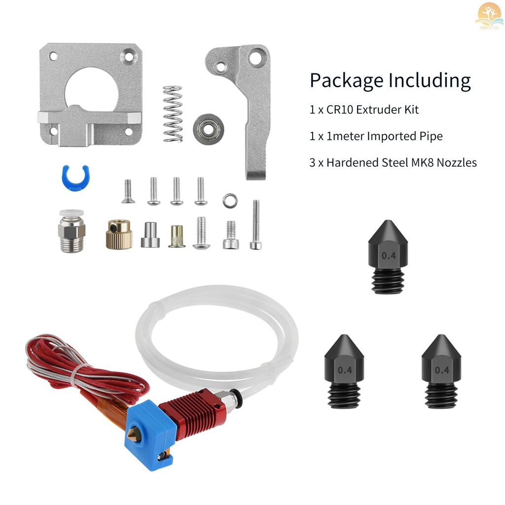 In Stock Dua Pohon Suku Cadang &amp; Aksesoris Printer 3D Yang Ditingkatkan Semua Ekstruder Logam Dengan Kit Hotend 24V Dan 3PCS Nozzle MK8 Baja Yang Diperkeras Kompatibel Dengan Creality Ender-3/Ender-3 Pro