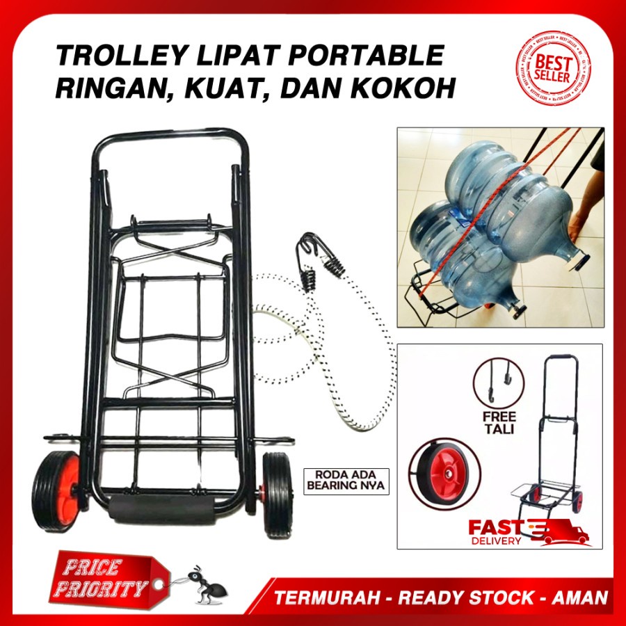 Troli Lipat Portable Trolley Galon Air Besi Troley Alat angkut Barang