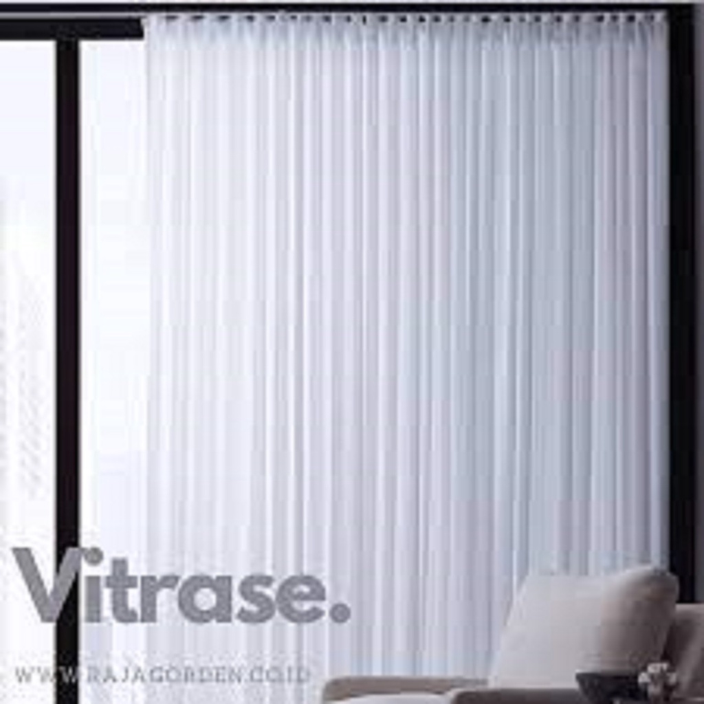 Gorden Transparan Vitrase Polos 200 x 250 - 300 cm Tinggi 3 meter Hordeng Dalaman Putih Plisket Jendela Pintu Tirai Minimalis