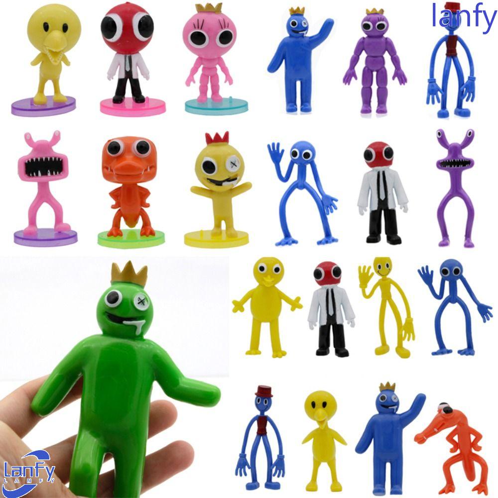 LANFY Roblox Action Figure Miniatur Untuk Anak Hadiah PVC Dekorasi Interior Mobil Biru Slobber Ornamen Ro-blox Rainbow Friends Game Karakter Thriller Game Model Figuals