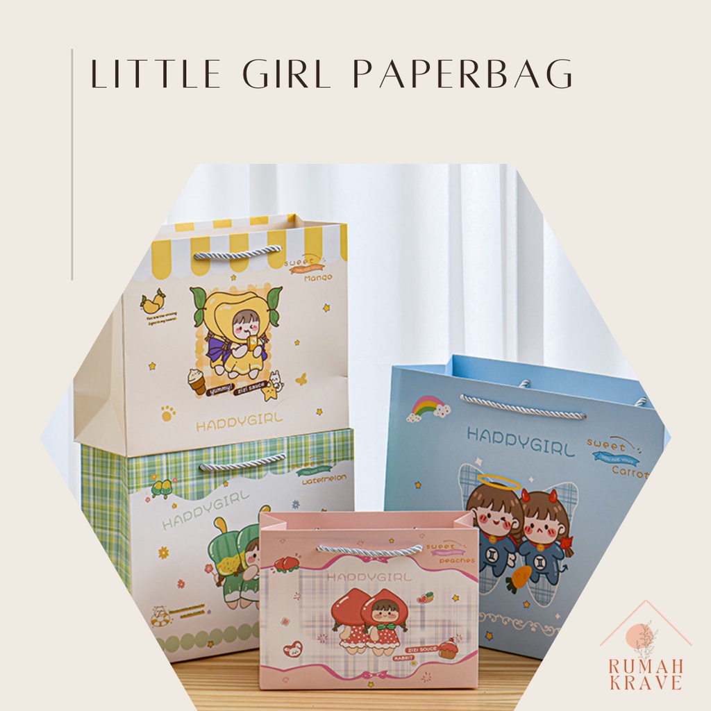 

RUMAH KRAVE - Little Girl Paperbag 32x11.5x25cm Tas Kado Hadiah Lucu