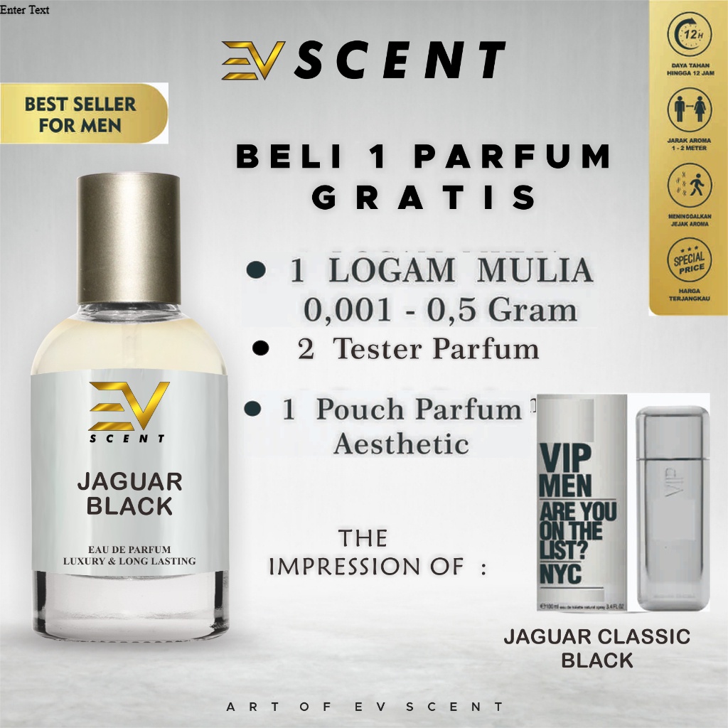 EV SCENT - Parfum Pria Aroma Tahan Lama Inspired By JAGUAR BLACK - Identik Original | Eau De Parfum