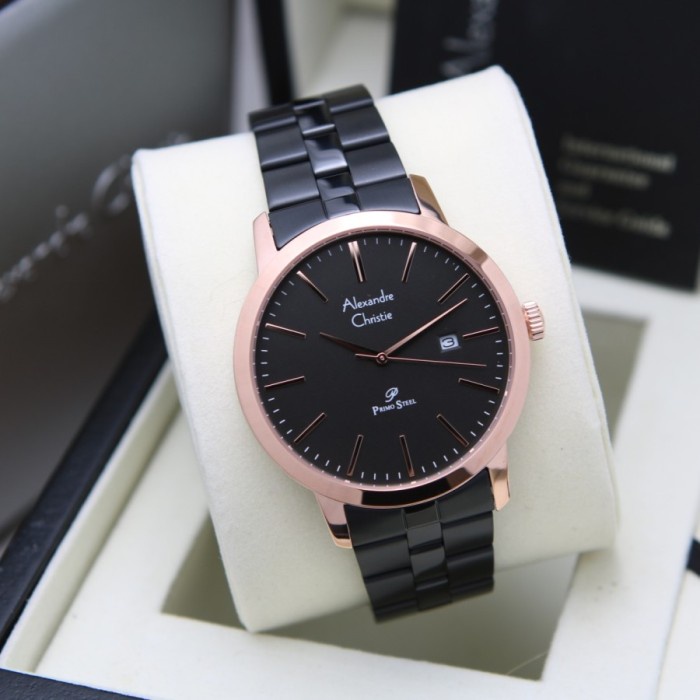 Jam Tangan Pria Alexandre Christie AC 1007 AC1007 Black Rosegold RT