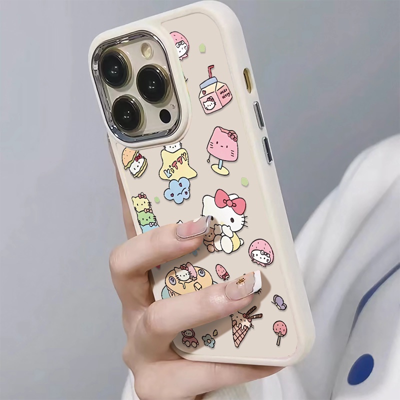 IPHONE Casing Ponsel Silikon Kucing Lucu Kompatibel Untuk Iphone14 13 12 11 Pro Max XS X XR 8 +7Plus Casing Lembut Shockproof Metal Buttons Cover Cell Precticer