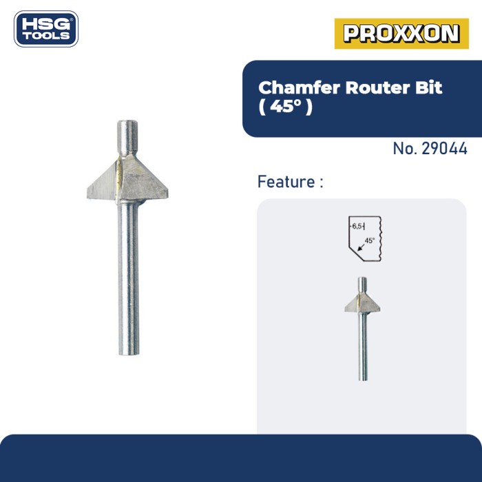 PROXXON 29044 MATA PROFIL ROUTER TRIMMER BIT ANGLE CUTTER 45°