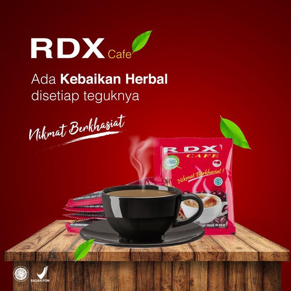 

RDX CAFE Nikmat Berkhasiat 20 Sachet / Minuman Serbuk Kopi l Untuk memelihara kesehatan dan menyegarkan badan, sehat stamina.