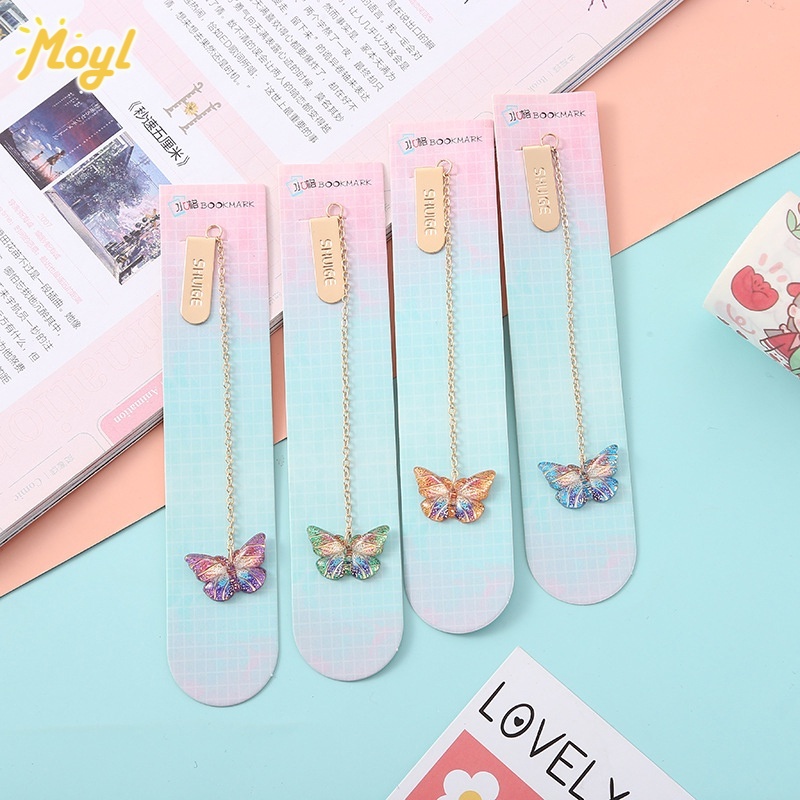 Dreamy Butterfly Metal Bookmark Dengan Rantai Bookstore Indah Liontin Kupu-Kupu Bookmark