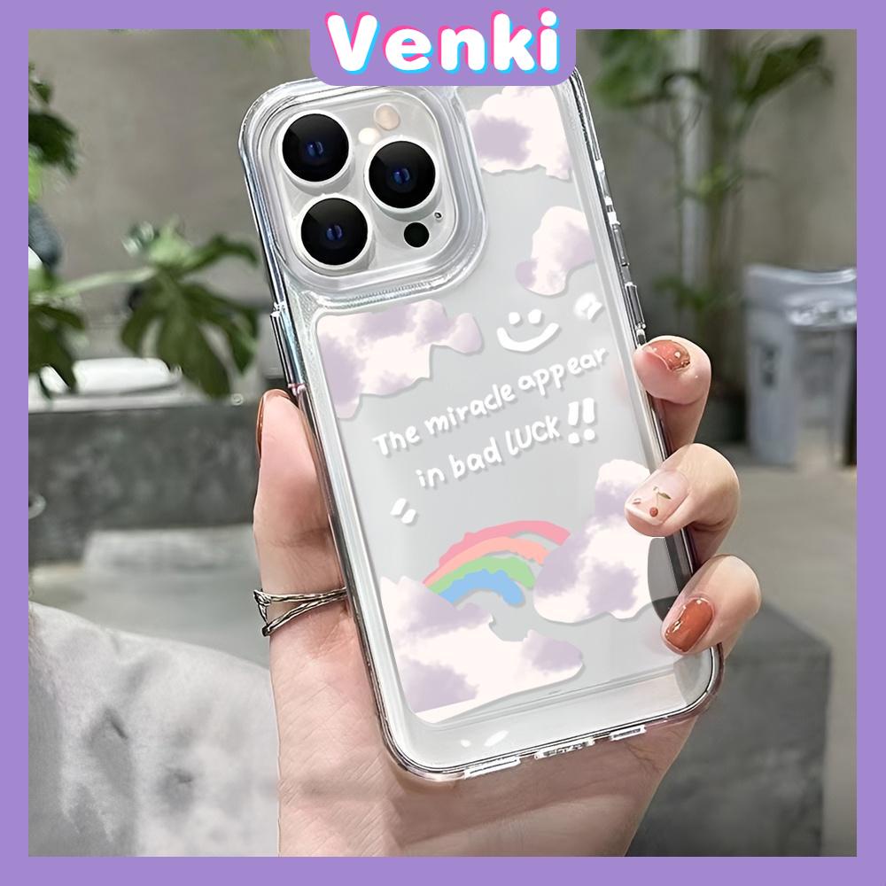 VENKI - Untuk iPhone 11 Case Clear Space Hard Acrylic Case Shockproof Protection Camera Romantic Rainbow Clouds Kompatibel dengan iPhone 14 13 Pro Max iPhone 12 Pro Max XR 7Plus 8Plus