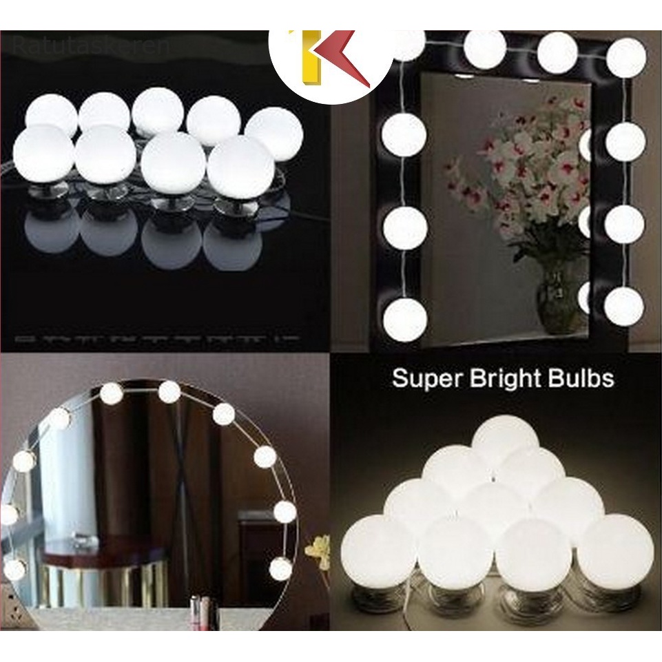 Lampu Led Meja Rias Make Up KS K2  | Lampu Kaca Rias Vanity Mirror Light ( 10 Bohlam )