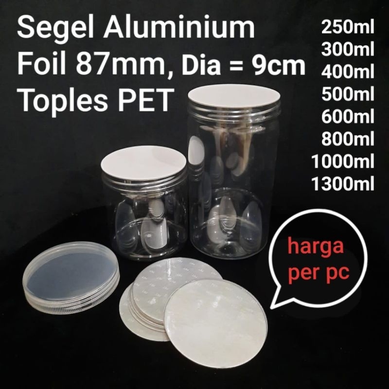 Segel Induksi Aluminium Foil 87mm Toples PET diameter 9cm