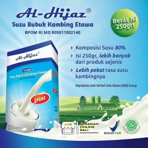 

HALAL Susu Kambing Bubuk Etawa Al hijaz Asli Original Tanpa Creamer 250gr I SUSU KAMBING AL HIJAZ - MENINGKATKAN IMUN TUBUH