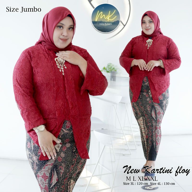 SETELAN KEBAYA FLOY BROKAT JUMBO LD 120-130 / SET KEBAYA JUMBO / KEBAYA WISUDA BSIZE / KEBAYA