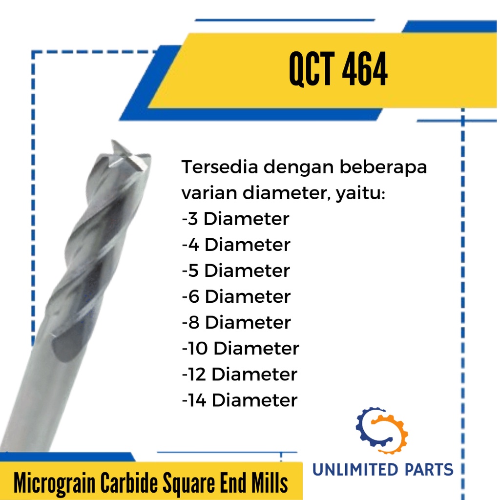 QCT End Mills 464 - Micrograin Carbide 4 Flute Square EndMills