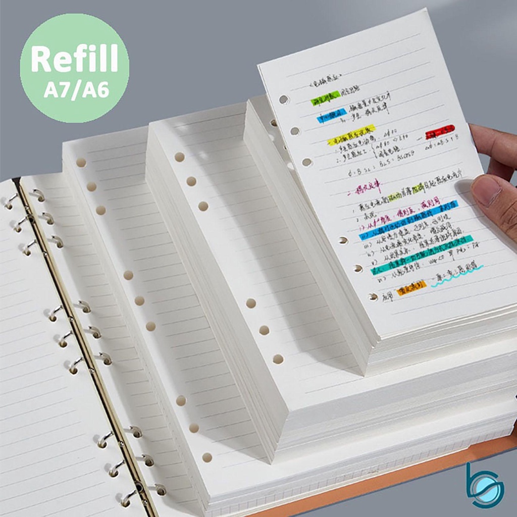

Notebook Refill A6/A7 ISI BINDER KERTAS NOTEBOOK A6 A7 6 LUBANG RING 6 LOOSE LEAF - Best Stationary