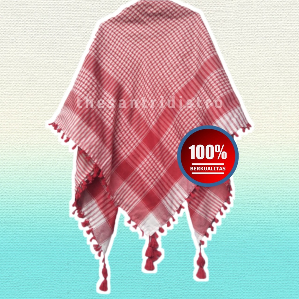 Sorban Habib / Sorban Kepala Merah / Surban Rumbai Penutup Syal / Sorban Kepala Arab / Sorban Kepala